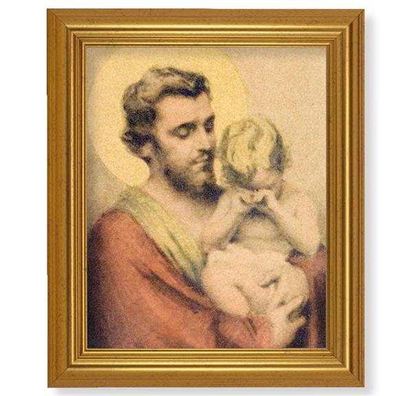 Chambers: St. Joseph with Crying Jesus, 10"x12" Gold-Leaf Finished Classic Frame, Italian Print on Artboard # 27350