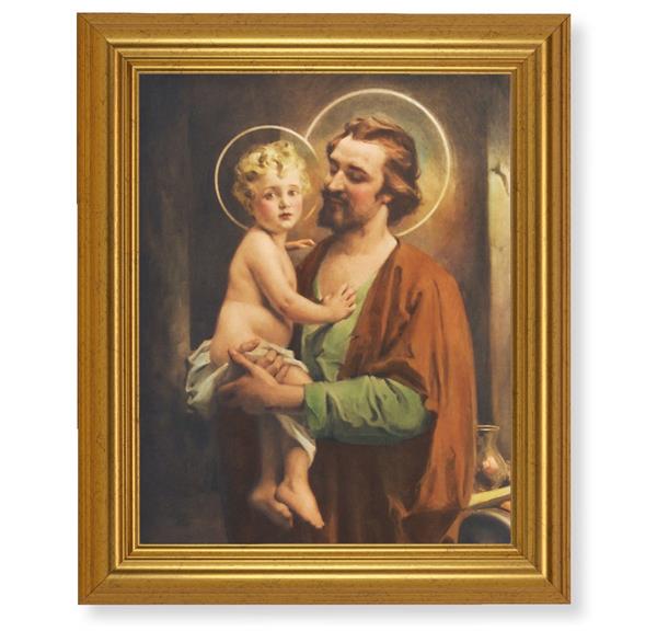 Chambers: St. Joseph & Child Jesus, 10"x12" Gold-Leaf Finished Classic Frame, Italian Print on Artboard # 27351