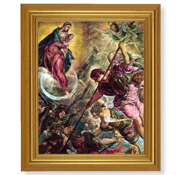 The Battle of Archangel Michael, 10"x12" Gold-Leaf Finished Classic Frame, Italian Print on Artboard # 27355