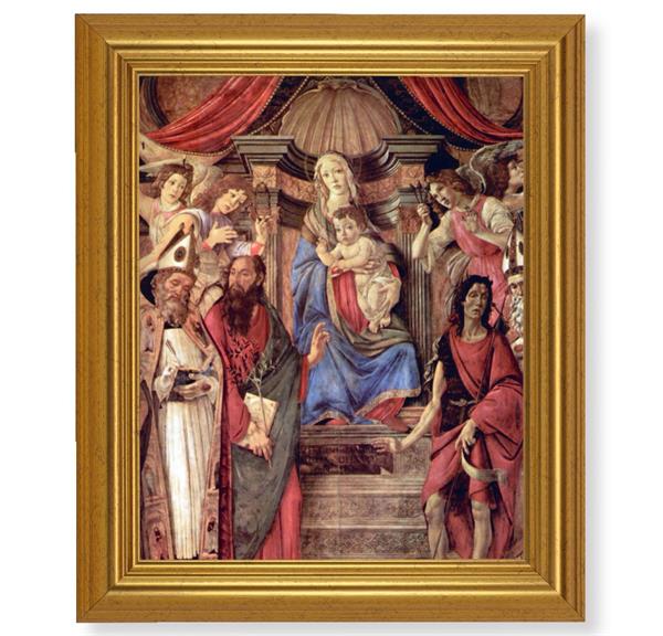 Madonna Enthroned with Angels & Saints, 10"x12" Gold-Leaf Finished Classic Frame, Italian Print on Artboard # 27360