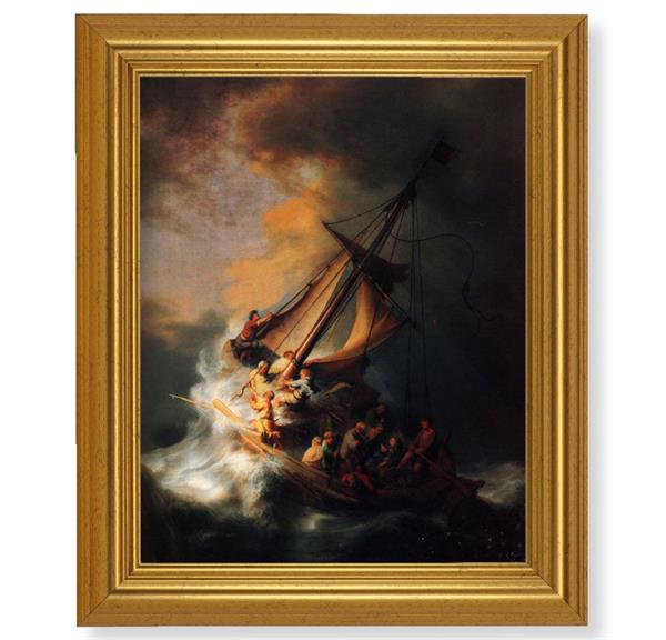 Rembrandt: The Storm of Sea of Galilee, 10"x12" Gold-Leaf Finished Classic Frame, Italian Print on Artboard # 27367