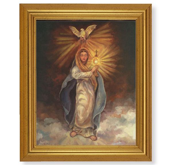 Mary with Monstrance, 10"x12" Gold-Leaf Finished Classic Frame, Italian Print on Artboard # 27368