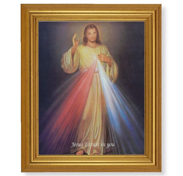 Divine Mercy Picture, 10"x12" Gold-Leaf Finished Classic Frame, Italian Print on Artboard # 27378