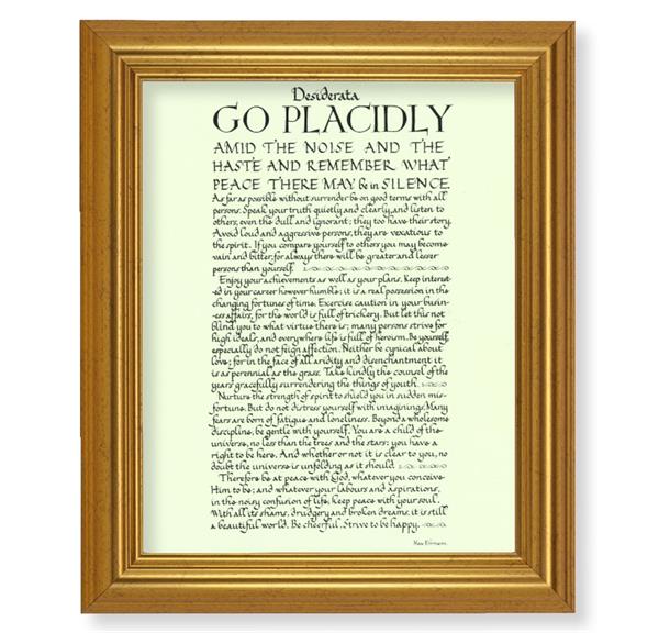Go Placidly Desiderata, 10"x12" Gold-Leaf Finished Classic Frame, Italian Print on Artboard # 27386