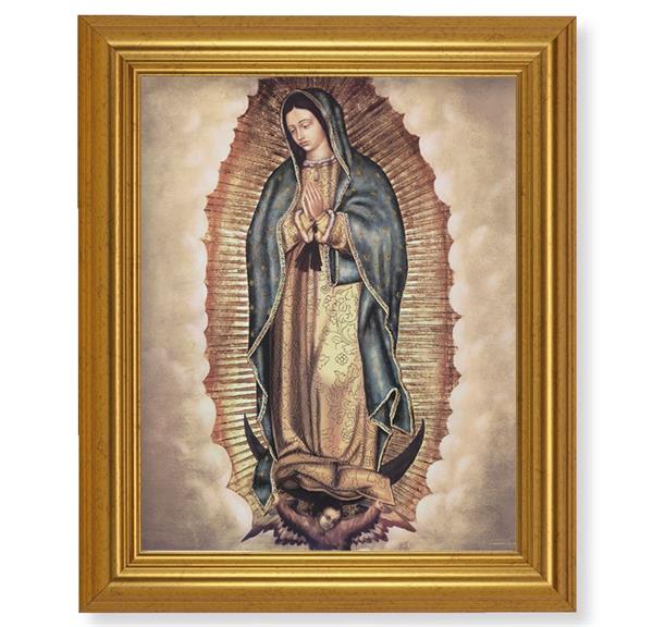 Our Lady of Guadalupe Picture, 10"x12" Gold-Leaf Finished Classic Frame, Italian Print on Artboard # 27390