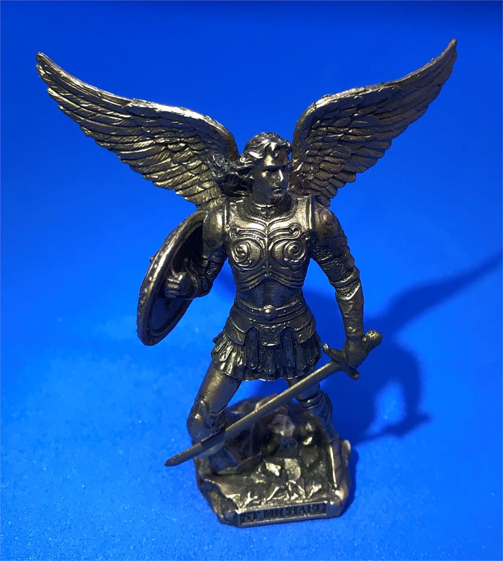 4" St. Michael Statue, Cold Cast Bronze, 2-Count Value Pack, # 2764