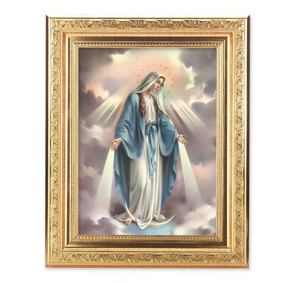 Our Lady of Grace Picture, 8-1/4"x10-1/4 Gold-Leaf Finish Acanthus Leaf Detail Under Glass # 27684
