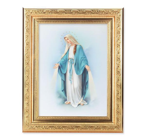 Our Lady of Grace Picture, 8-1/4"x10-1/4 Gold-Leaf Finish Acanthus Leaf Detail Under Glass # 27686