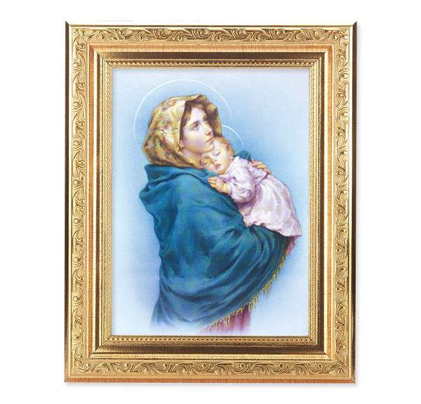 Madonna of The Street Picture, 8-1/4"x10-1/4 Gold-Leaf Finish Acanthus Leaf Detail Under Glass # 27687