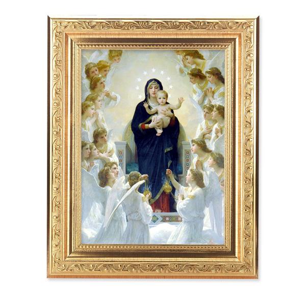 Bouguereau: Queen of Angels Picture, 8-1/4"x10-1/4 Gold-Leaf Finish Acanthus Leaf Detail Under Glass # 27702