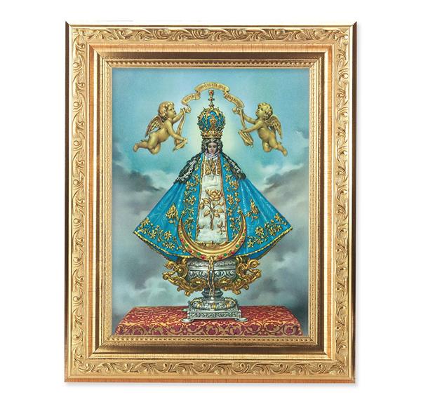 Virgen de San Juan Picture, 8-1/4"x10-1/4 Gold-Leaf Finish Acanthus Leaf Detail Under Glass # 27703