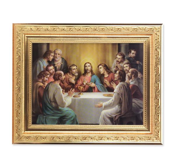Bonella: Last Supper Picture, 8-1/4"x10-1/4 Gold-Leaf Finish Acanthus Leaf Detail Under Glass # 27739