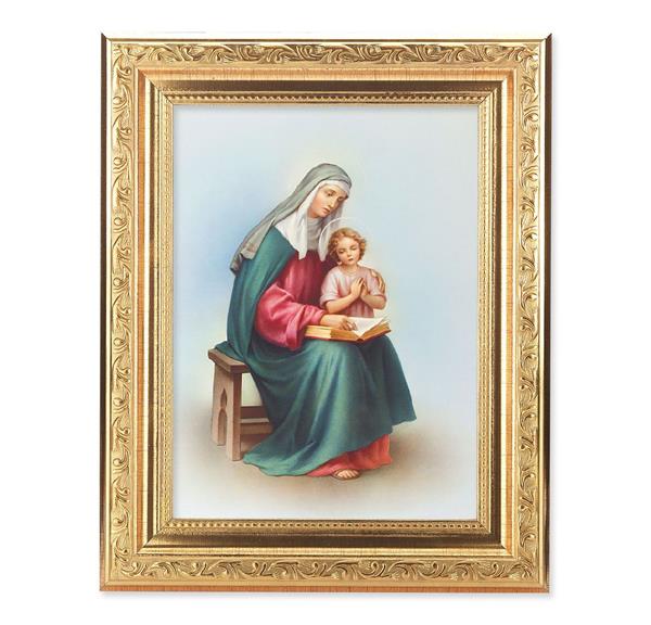 St. Anne Picture, 8-1/4"x10-1/4 Gold-Leaf Finish Acanthus Leaf Detail Under Glass # 27753