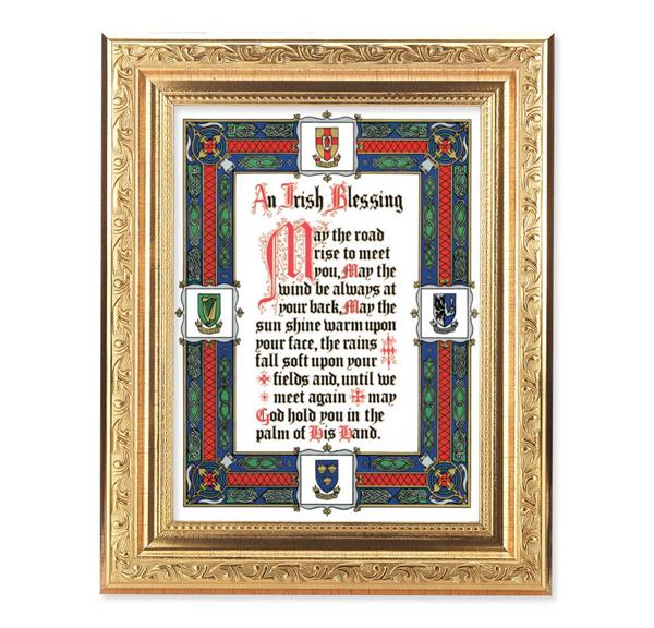 an Irish Blessing Picture, 8-1/4"x10-1/4 Gold-Leaf Finish Acanthus Leaf Detail Under Glass # 27758