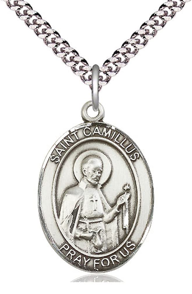 St. Camillus of Lellis Medal in Fine Pewter, 1" tall, Your Choice of Chain, # 5105