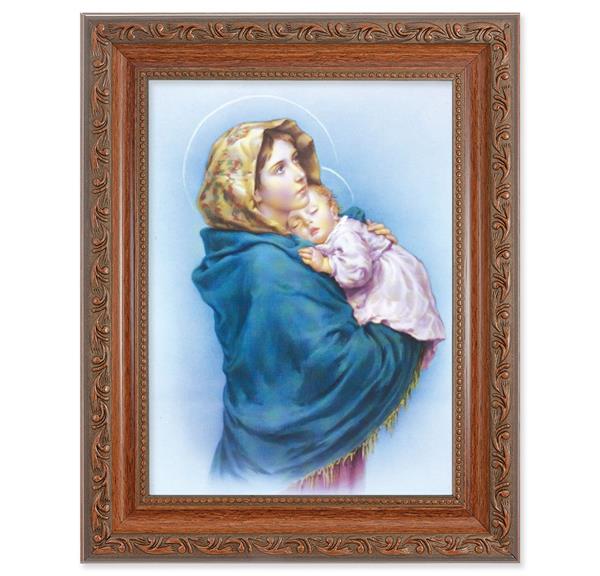 Madonna of The Street Picture, 8-1/4"x10-1/4 Mahogany Finish with Acanthus Leaf Detail Under Glass # 27803