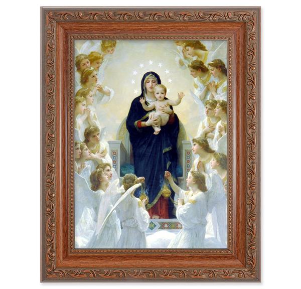 Bouguereau: Queen of Angels Picture, 8-1/4"x10-1/4 Mahogany Finish with Acanthus Leaf Detail Under Glass # 27821