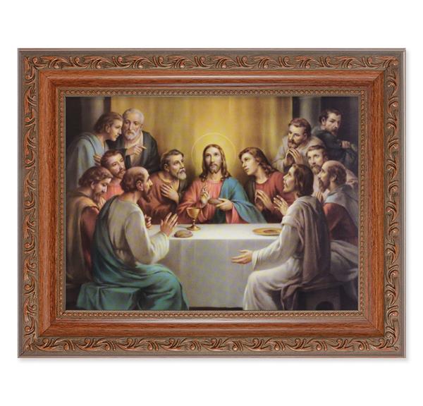 Bonella: Last Supper Picture, 8-1/4"x10-1/4 Mahogany Finish with Acanthus Leaf Detail Under Glass # 27838