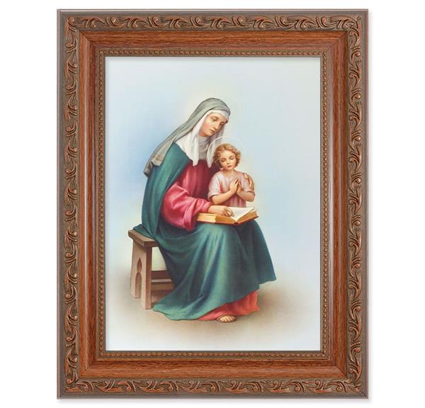 St. Anne Picture, 8-1/4"x10-1/4 Mahogany Finish with Acanthus Leaf Detail Under Glass # 27850