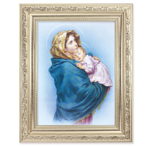 Madonna of The Street Picture, 8-1/4"x10-1/4 Antique Silver Finish with Acanthus Leaf Detail Under Glass # 27876