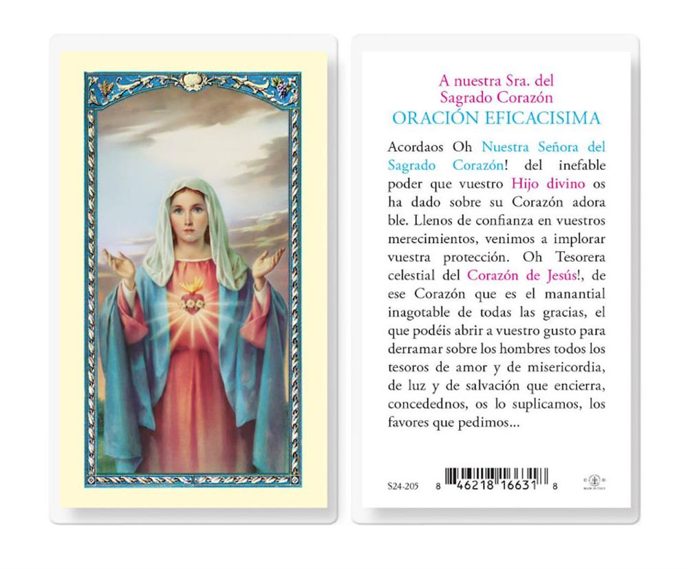 A Nuestra SRA. del Sagrado Corazon, Estampas Sagradas Laminadas, Paquete de 25, # 2790