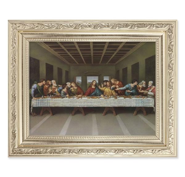 Last Supper Picture, 8-1/4"x10-1/4 Antique Silver Finish with Acanthus Leaf Detail Under Glass # 27906
