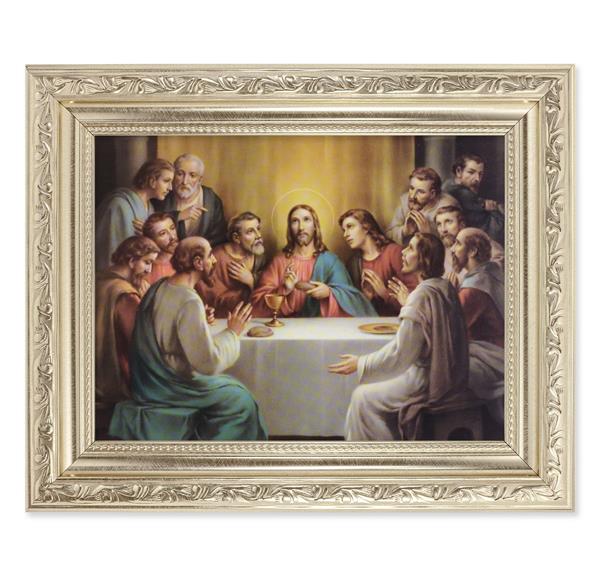 Bonella: Last Supper Picture, 8-1/4"x10-1/4 Antique Silver Finish with Acanthus Leaf Detail Under Glass # 27907