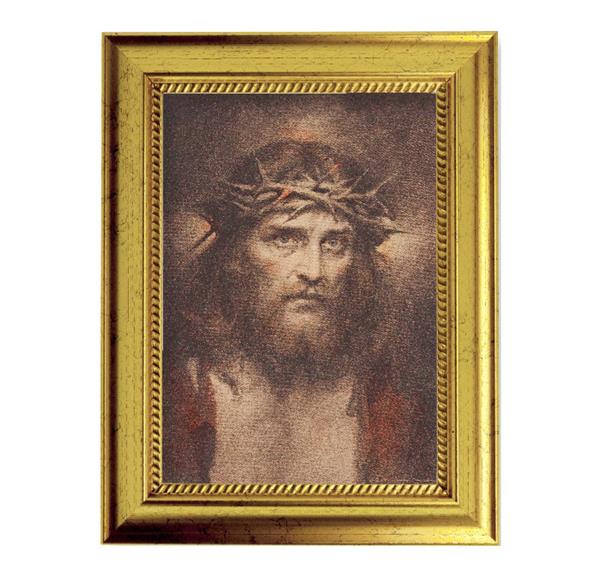 Chambers: Head of Christ 6-3/4"x8-3/4 Antique Gold Frame with Rope Detail Lip, Textured # 27945