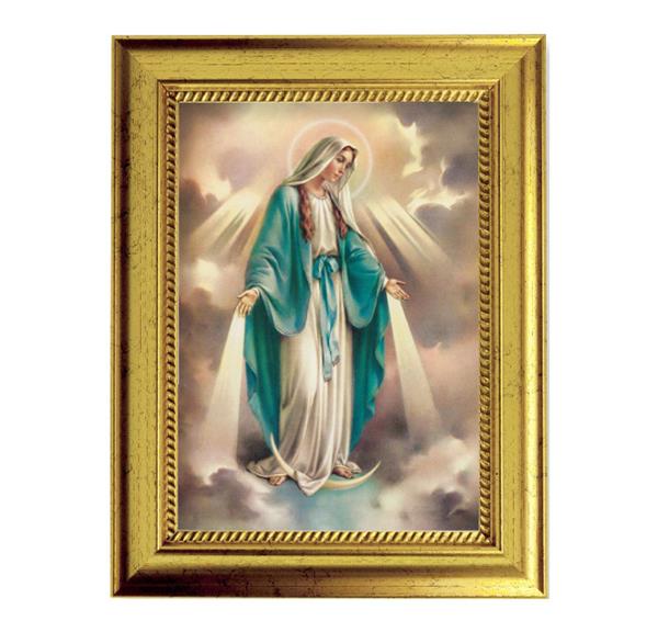 Our Lady of Grace Picture, 6-3/4"x8-3/4 Antique Gold Frame with Rope Detail Lip, Textured # 27949