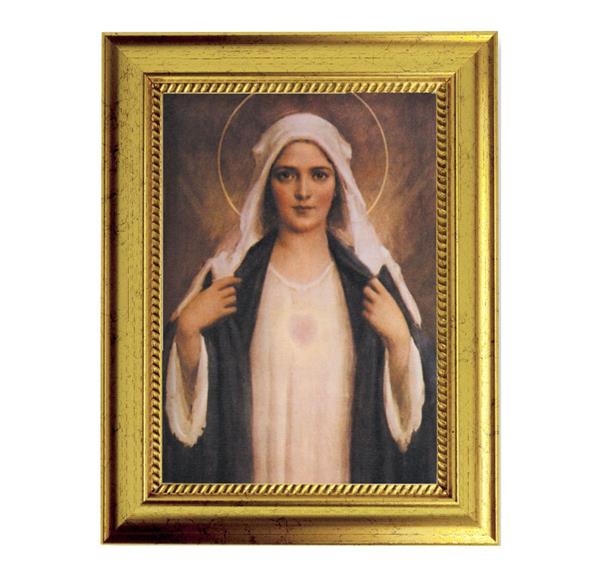 Chambers: Immaculate Heart, 6-3/4"x8-3/4 Antique Gold Frame with Rope Detail Lip, Textured # 27954