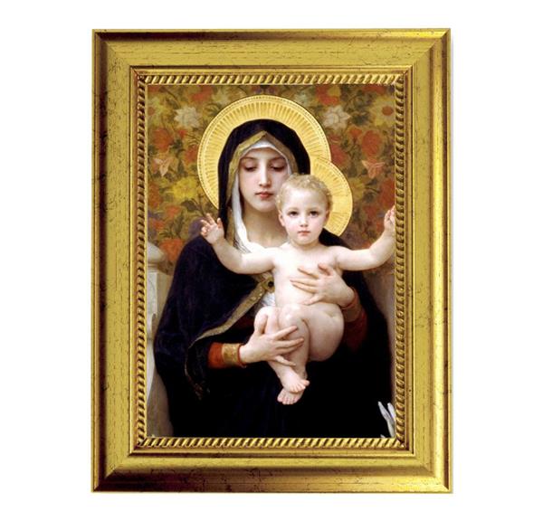 Bouguereau: Madonna & Child 6-3/4"x8-3/4 Antique Gold Frame with Rope Detail Lip, Textured # 27964