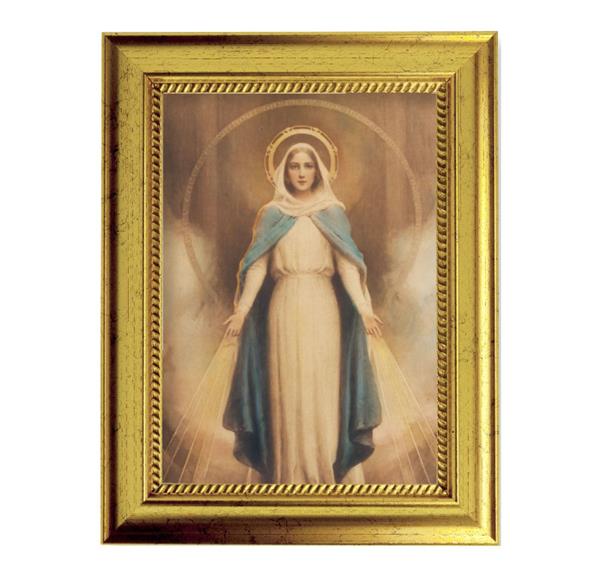Chambers: Miraculous Mary 6-3/4"x8-3/4 Antique Gold Frame with Rope Detail Lip, Textured # 27966