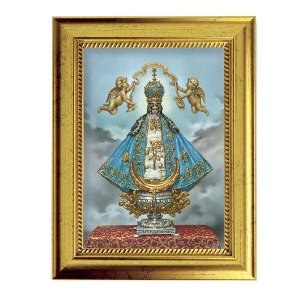 Virgen de San Juan Picture, 6-3/4"x8-3/4 Antique Gold Frame with Rope Detail Lip, Textured # 27970