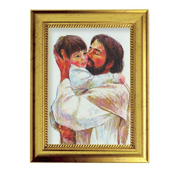 Hook: Jesus with Child 6-3/4"x8-3/4 Antique Gold Frame with Rope Detail Lip, Textured # 27977