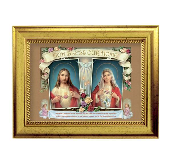 God Bless Our Home Picture, 6-3/4"x8-3/4 Antique Gold Frame with Rope Detail Lip, Textured # 27983