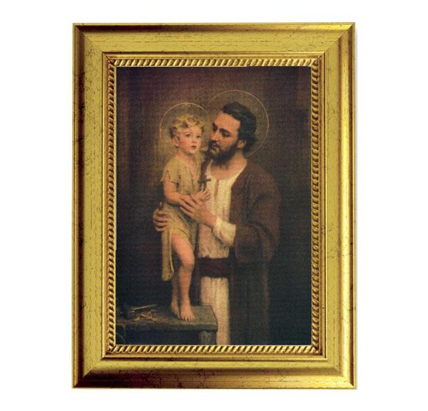 Chambers: St. Joseph & Child 6-3/4"x8-3/4 Antique Gold Frame with Rope Detail Lip, Textured # 27988