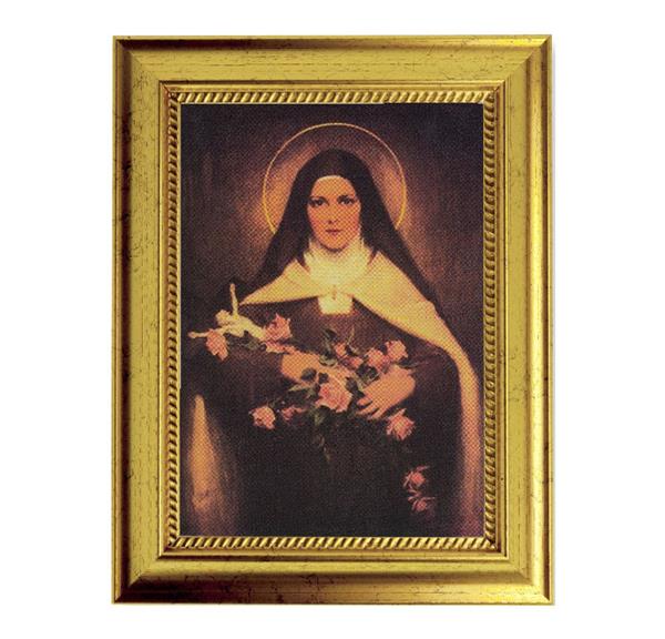Chambers: St. Therese Lisieux 6-3/4"x8-3/4 Antique Gold Frame with Rope Detail Lip, Textured # 27989