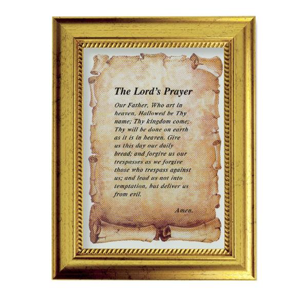 The Lord's Prayer 6-3/4"x8-3/4 Antique Gold Frame with Rope Detail Lip, Textured # 27994