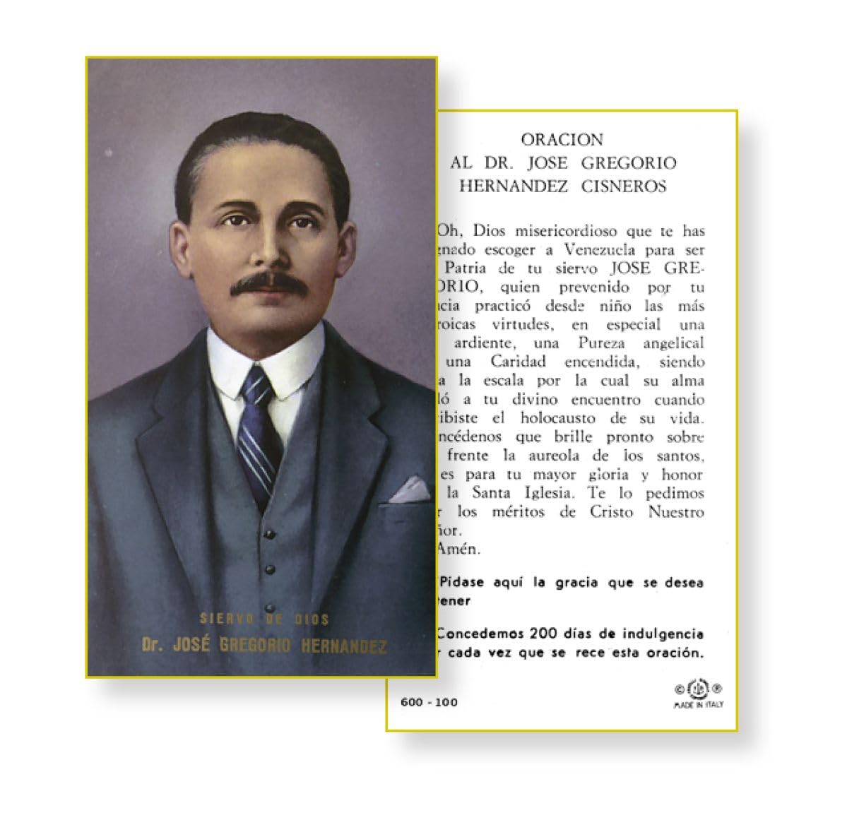 ORACION AL GREGORIO HERNANDEZ, Paquete de 100 Estampas Sagradas de Papel, # 2920