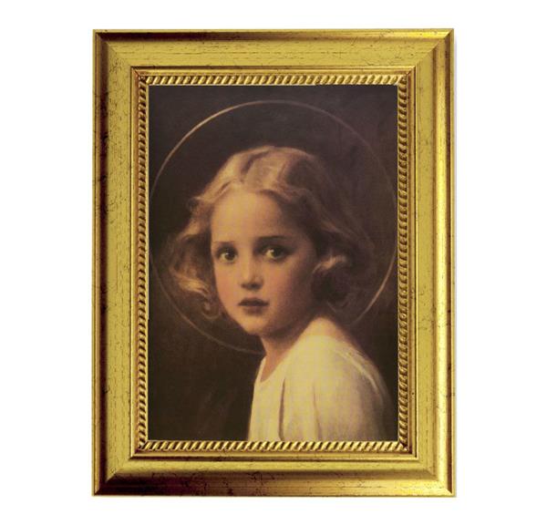 Chambers: Mary Most Holy 6-3/4"x8-3/4 Antique Gold Frame with Rope Detail Lip, Textured # 28002