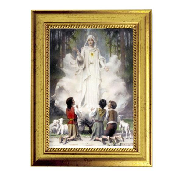Chambers: Our Lady of Fatima 6-3/4"x8-3/4 Antique Gold Frame with Rope Detail Lip, Textured # 28003
