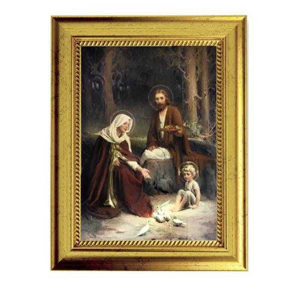 Chambers: Holy Family 6-3/4"x8-3/4 Antique Gold Frame with Rope Detail Lip, Textured # 28004