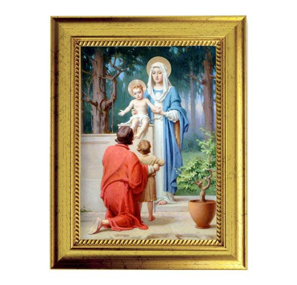 Chambers: Holy Family & St. John The Baptist 6-3/4"x8-3/4 Antique Gold Frame with Rope Detail Lip, Textured # 28005