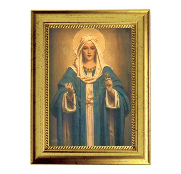 Chambers: Our Lady of The Rosary 6-3/4"x8-3/4 Antique Gold Frame with Rope Detail Lip, Textured # 28011