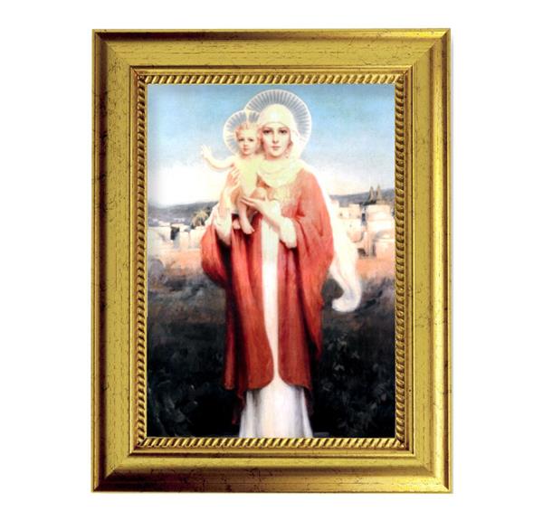 Chambers: Our Lady of The Jerusalem 6-3/4"x8-3/4 Antique Gold Frame with Rope Detail Lip, Textured # 28012