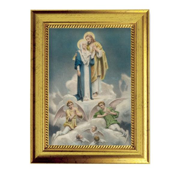 Chambers: Jesus & Mary 6-3/4"x8-3/4 Antique Gold Frame with Rope Detail Lip, Textured # 28013