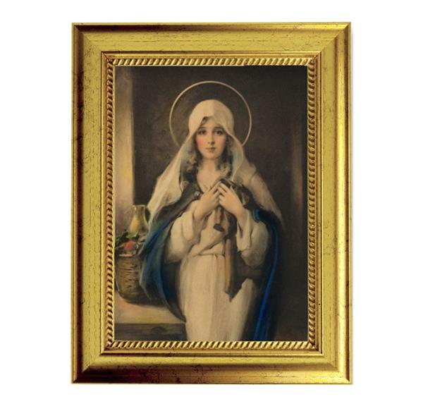 Chambers: Madonna of The Sacred Coat 6-3/4"x8-3/4 Antique Gold Frame with Rope Detail Lip, Textured # 28014