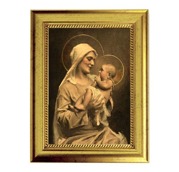 Chambers: Mother of Divine Christ 6-3/4"x8-3/4 Antique Gold Frame with Rope Detail Lip, Textured # 28019