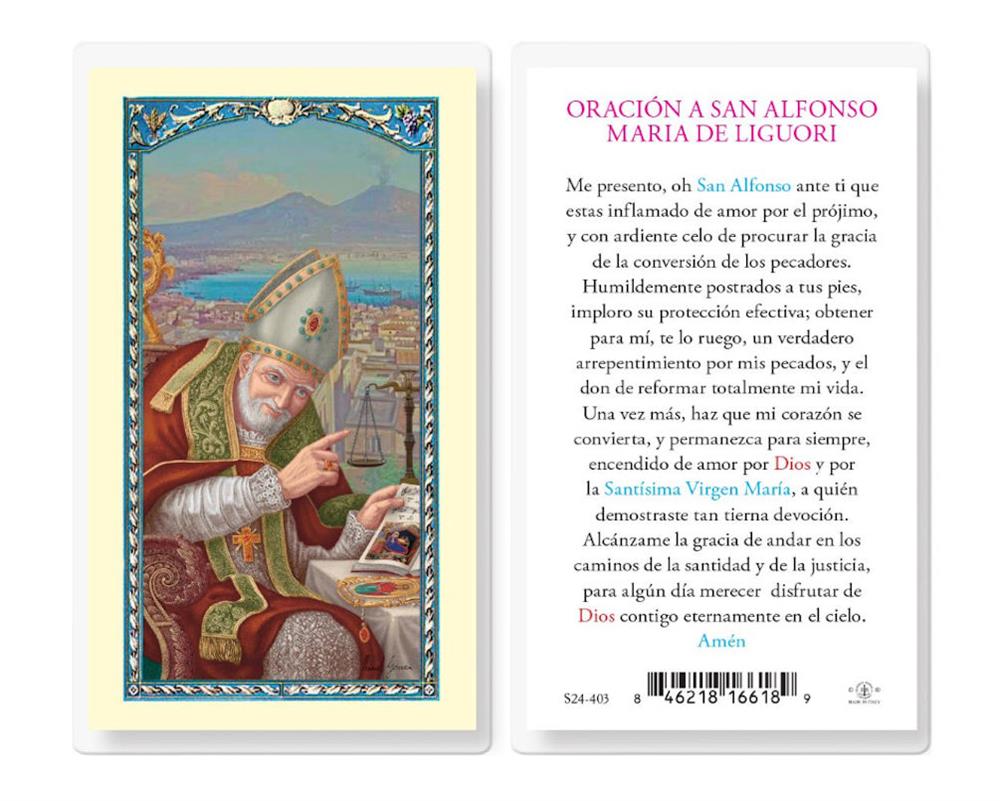 Oracion a San Alfonso Maria de Liguori, Estampas Sagradas Laminadas, Paquete de 25, #2802