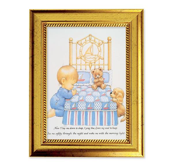 Little Boy at Prayer 6-3/4"x8-3/4 Antique Gold Frame with Rope Detail Lip, Textured # 28024